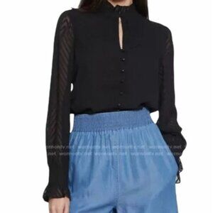 NWT Walter Baker‎ Justice Chevron Ruffle Long Sleeve Top Size Small